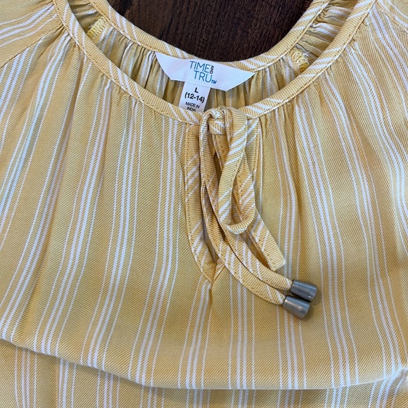 TIME AND TRUE Yellow Woven Peplum long sleeve Blouse/Top Size L (12-14) - Picture 10 of 14